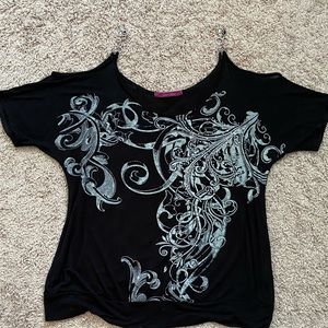 Dressy casual black sequined top